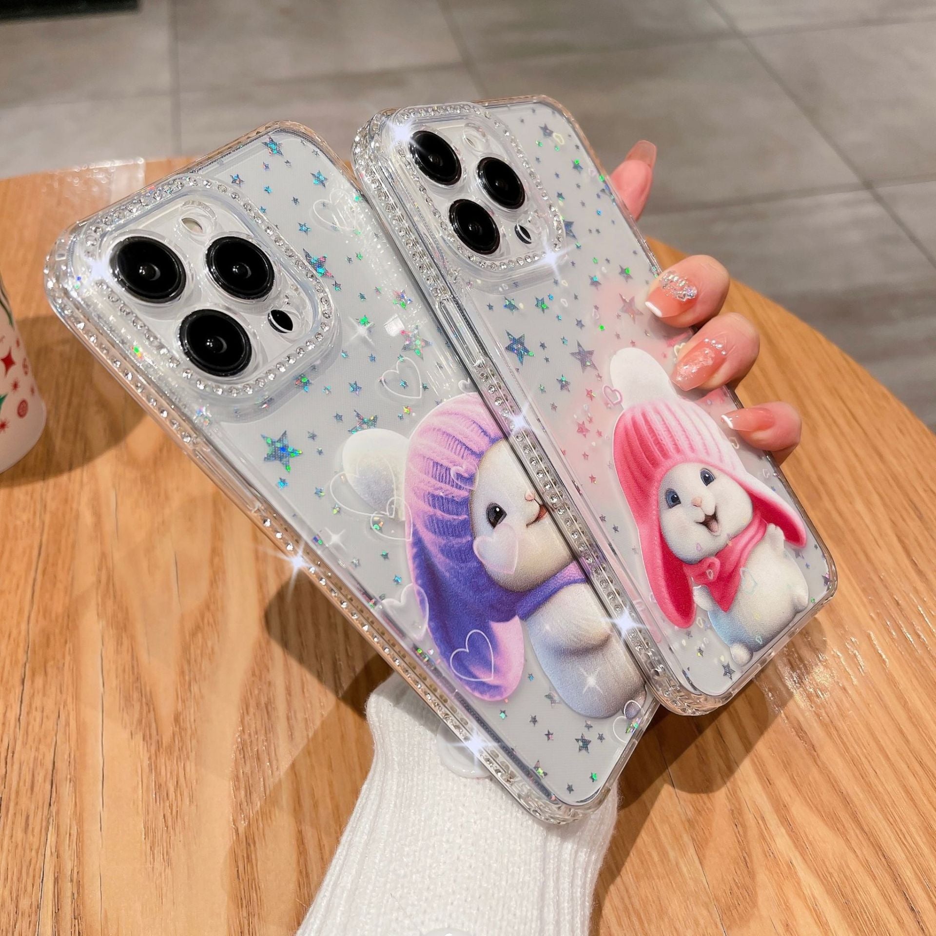 Roztomilý králičí TPU pouzdro pro iPhone 14 Pro Max Anti-Drop Phone Cover Kamínky zdobené tenké pouzdro Roztomilý králičí TPU pouzdro pro iPhone 14 Pro Max Anti-Drop Phone Cover Kamínky zdobené tenké pouzdro